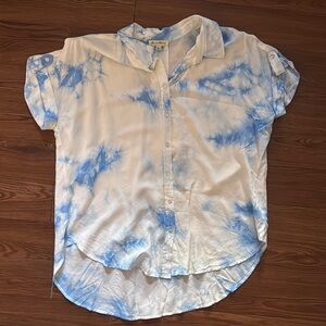 Blue and White Tie-Dye Women's Top